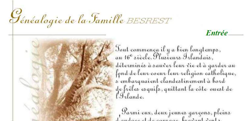 Annuaire bretagne vers le site Gnalogie Famille Besrest Erquy, dpouillement registres 