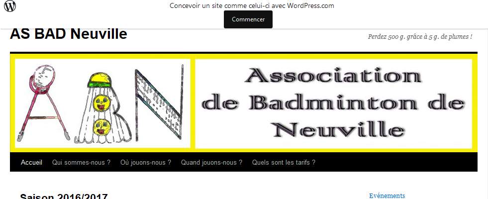 Annuaire pays-de-la-loire vers le site Association Bad Neuville - Badminton Loisir - Tournois 